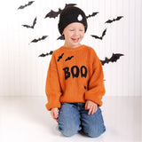Ghost Patch Halloween Beanie - Black