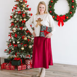 Gingerbread Sequin Patch Christmas Women's Sweatshirt - Natural
