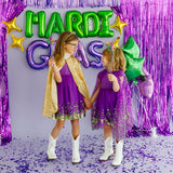 Mardi Gras Confetti Short Sleeve Tutu Dress
