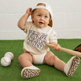 Home Run Patch Short Sleeve Romper - Natural