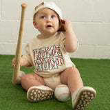 Home Run Patch Short Sleeve Romper - Natural