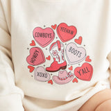 Howdy Valentine's Day Long Sleeve Romper - Natural