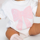 Lace Bow Puff Ink Short Sleeve Romper