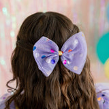 Lavender Confetti Tulle Bow Clip