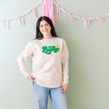 Lucky Rainbow Patch St. Patrick's Day Women's Sweatshirt - Natural