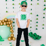 Lucky Shamrock Checkered St. Patrick's Day Short Sleeve T-Shirt - White