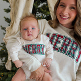 Merry Tartan Patch Christmas Long Sleeve Romper