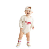 Mama's Boy Patch Long Sleeve Romper