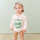 Mama's Lucky Charm St. Patrick's Day Long Sleeve Romper - Natural