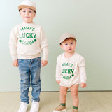 Mama's Lucky Charm St. Patrick's Day Long Sleeve Romper - Natural