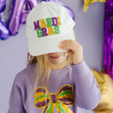 Mardi Gras Sequin Patch Baseball Hat - White