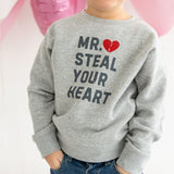 Mr. Steal Your Heart Valentine's Day Sweatshirt - Gray