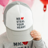 Mr. Steal Your Heart Valentine's Day Trucker Hat - Gray/White