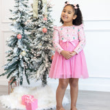 Nutcracker Trellis Christmas Long Sleeve Tutu Dress