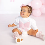 Lace Bow Puff Ink Short Sleeve Romper