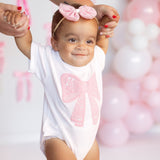 Lace Bow Puff Ink Short Sleeve Romper