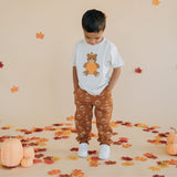 Pumpkin Teddy Bear Patch Short Sleeve T-Shirt