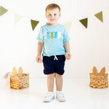 Peeps Embroidered Patch Easter Short Sleeve T-Shirt - Cool Blue