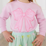 Pink Bow Sequin Patch Sweatshirt - Pink