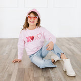 XOXO Sequin Patch Valentine's Day Sweatshirt - Ballet