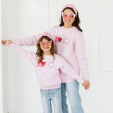 XOXO Sequin Patch Valentine's Day Women's Sweatshirt - Ballet