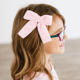 Pink Velvet Pearl Bow Clip