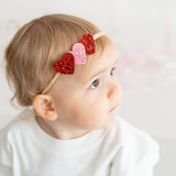 Pink and Red Glitter Hearts Valentine's Day Baby Headband