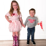 XOXO Sequin Patch Valentine's Day Short Sleeve T-Shirt - Ballet