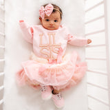 Lil Sis Pearl Patch Long Sleeve Romper - Ballet