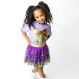 Purple Glitter Bow Clip Set