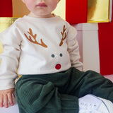 Red Nose Reindeer Christmas Long Sleeve Romper