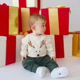 Red Nose Reindeer Christmas Long Sleeve Romper