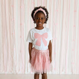 Rose Shimmer Bow Patch Short Sleeve T-Shirt