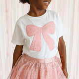 Rose Shimmer Bow Patch Short Sleeve T-Shirt
