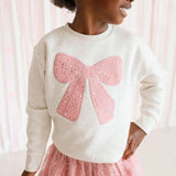 Rose Shimmer Bow Patch Sweatshirt