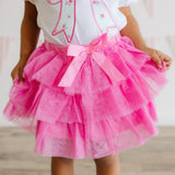 Raspberry Bow Tiered Tutu Skirt