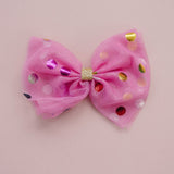 Raspberry Confetti Tulle Bow Clip