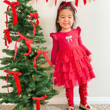 Christmas Pearl Long Sleeve Tutu Dress