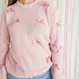 Satin Bows Knit Women's Sweater