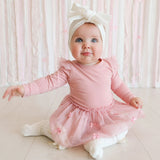 Satin Bow Long Sleeve Tutu Bodysuit
