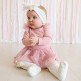 Satin Bow Long Sleeve Tutu Bodysuit