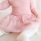 Satin Bow Long Sleeve Tutu Bodysuit