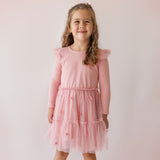 Satin Bow Long Sleeve Tutu Dress