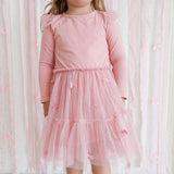 Satin Bow Long Sleeve Tutu Dress