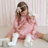 Satin Bow Long Sleeve Tutu Dress
