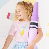 Blue Plaid Pencil Bow Short Sleeve T-Shirt