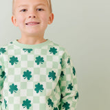 Shamrock Checkered St. Patrick's Day Sweatshirt - Sage