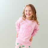 Pink Bow Sequin Patch Sweatshirt - Pink