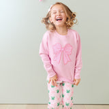 Pink Bow Sequin Patch Sweatshirt - Pink
