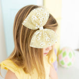 Sunshine Ditsy Daisy Easter Tulle Bow Clip